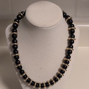 Elegant Black and Gold Beaded Necklace